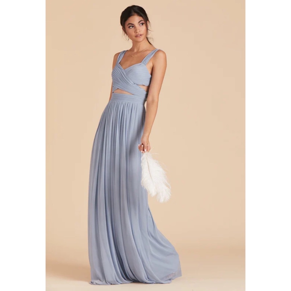BIRDY Grey ELSYE mesh maxi bridesmaid dress